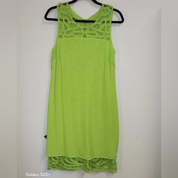 Boston Proper Sleeveless Crochet Dress - Vibrant Green size M. #E04 - Picture 4 of 16